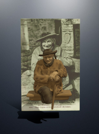Une interprétation 3D d'une carte postale du Musée de la carte postale de Baud, en Bretagne.